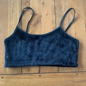 Black Fuzzy Fleece Bra Top Women’s Brallete Size Small